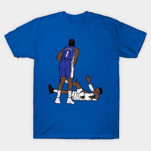 James Harden Crosses Over Bennedict Mathurin T-Shirt by rattraptees